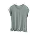 thumbnail image 1 of fatyb Women's Lounge T Shirts Plus Size V Neck Cap Sleeve Comfy Tee Womens Casual Loose Pajama Blouses, 1 of 6