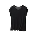thumbnail image 1 of fatyb Women's Lounge T Shirts Plus Size V Neck Cap Sleeve Comfy Tee Womens Casual Loose Pajama Blouses, 1 of 6