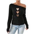 thumbnail image 1 of fatyb Women's One Shoulder Tops Casual Long Sleeve Ruched Going out Shirts Trendy Summer Tee Blouses, 1 of 5