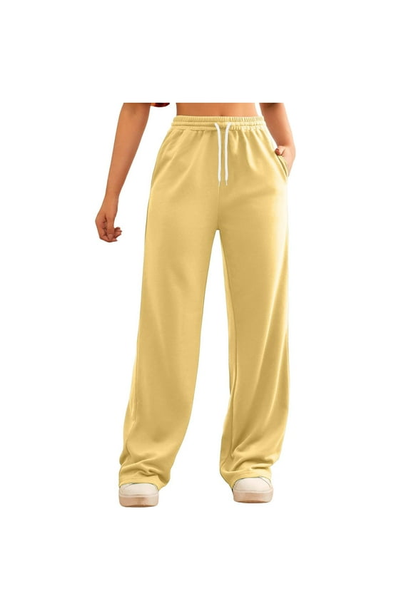 Women's Open Bottom Sweatpants Womens Wide Leg Running Pants with Pockets Workout Athletic Pants