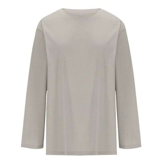 fatyb Women's Oversized Long Sleeve Tshirts Casual Crewneck Basic Tee Tops Womens Loose Plain Blouses