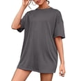 thumbnail image 1 of fatyb Women's Oversized Short Sleeve T Shirt Dress Casual Crew Neck Solid Color Loose Mini Dresses, 1 of 3
