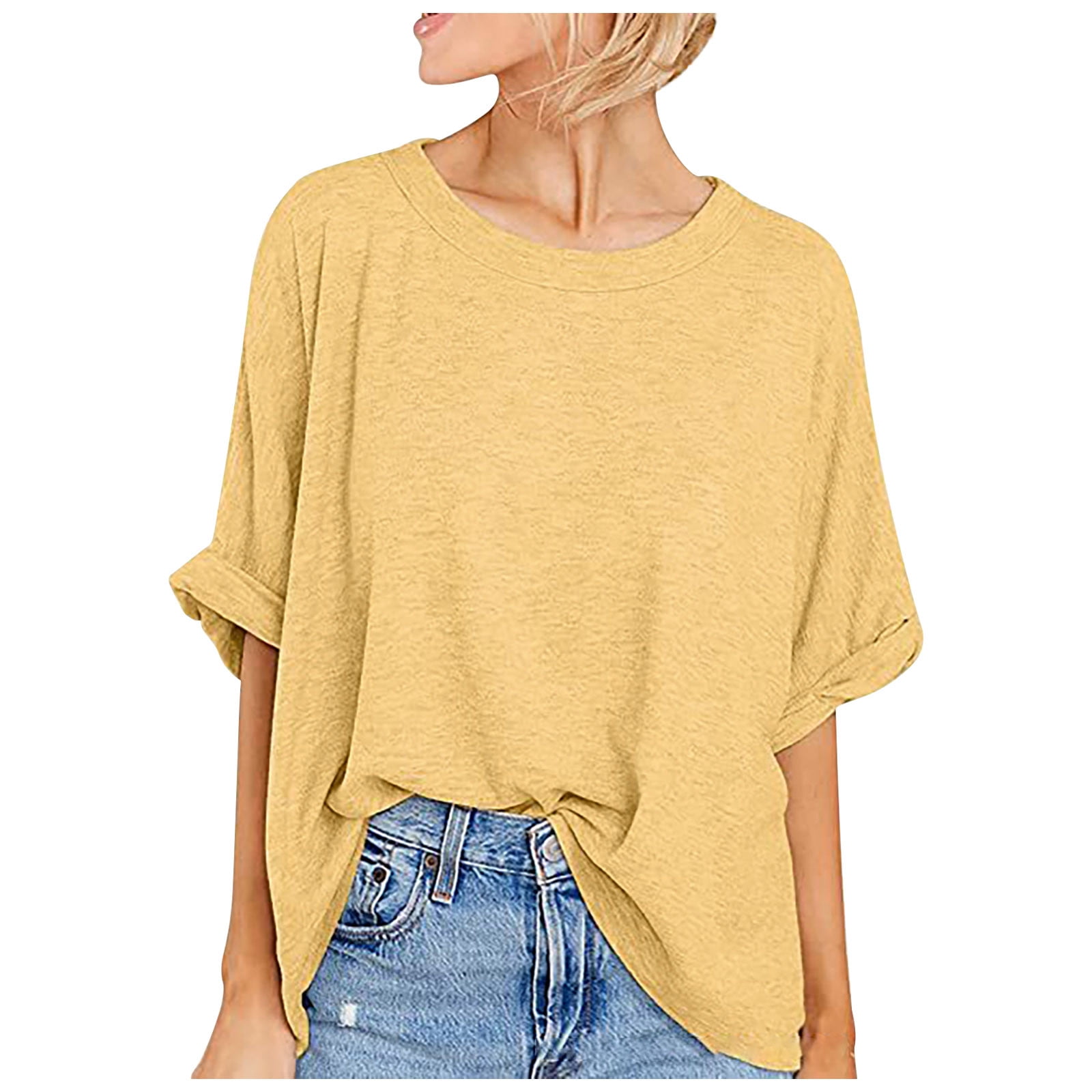 Women's Short Sleeve Color Block Striped Tee - Casual Loose Blouse Top (Dark Blue, Small) - View #8