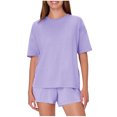 thumbnail image 1 of fatyb Women's Pajama Sets 2 Piece Short Sleeve Casual T-Shirts Sleepwear Shorts Matching Lounge Outfits, 1 of 7