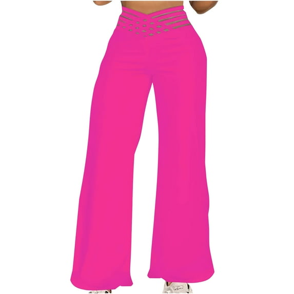 fatyb Women's Palazzo Pants High Waist Dressy Wide Leg Pants Loose Solid Color Flowy Casual Trousers