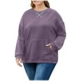 thumbnail image 1 of fatyb Women's Plus Size Corduroy Sweatshirts Crewneck Long Sleeve Casual Loose Pullover Tops with Pocket, 1 of 7