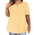 thumbnail image 1 of fatyb Women's Plus Size Summer Tops Crew/V Neck Eyelet Embroidery Short Sleeve Lightweight Tunic Blouses, 1 of 5