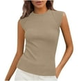 thumbnail image 1 of fatyb Women's Ribbed Tank Tops Cap Sleeve High Neck Tank Tops Sleeveless Casual Tee Shirts for Women, 1 of 6