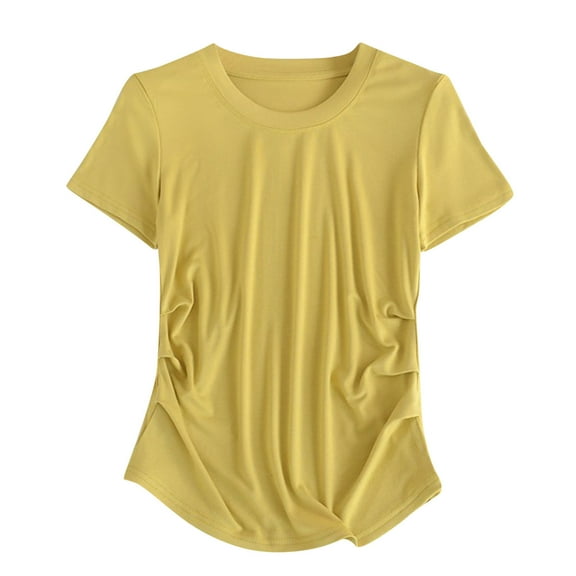 fatyb Women's Short Sleeve Crew Neck T Shirts Comfy Basic Tee Tops Loose Casual Tshirts for Women