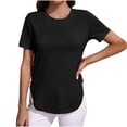 thumbnail image 1 of fatyb Women's Short Sleeve Tunic Tops Casual Crew Neck Blouses Comfy Basic Tee Shirts with Side Button, 1 of 6