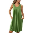 thumbnail image 1 of fatyb Women's Sleeveless Nightgowns Sleepwear Casual Round Neck Pleated Front Pajama Dress Nightwear, 1 of 7