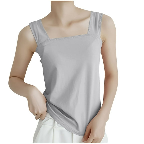 fatyb Women's Square Neck Tank Tops Sleeveless Casual Blouses Plain Summer Basic Tee Shirts for Women