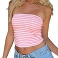 thumbnail image 1 of fatyb Women's Strapless Tops Summer Casual Striped Tank Tops Slim Sleeveless Crop Tops for Going Out, 1 of 7