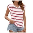 thumbnail image 1 of fatyb Women's Striped Tank Tops Cap Sleeve Basic Tee Shirts Casual Summer Loose Tunic Blouses for Women, 1 of 4
