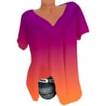 thumbnail image 1 of fatyb Women's Summer Pleated Tunic Tops Gradient Short Sleeve T-Shirts Casual Loose Blouses Plus Size, 1 of 5