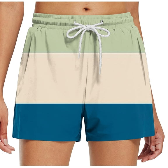 fatyb Women's Summer Shorts Elastic Waist Drawstring Casual Shorts Printed Vacation Beach Shorts