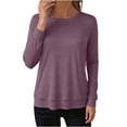 thumbnail image 1 of fatyb Women's Sweatshirt Crew Neck Casual Pullover for Women Long Sleeve Solid Color Loose Tunic Tops, 1 of 6