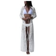 thumbnail image 1 of fatyb Women's Swimsuit Cardigan Cover up Open Front Bikini Long Sleeve Coverup Hollow out for Swimwear, 1 of 7