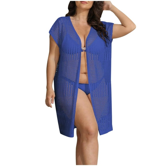 fatyb Women's Swimsuit Cover up Mesh Knit Open Front Cardigan Beachwear Bathing Suit Coverup for Women