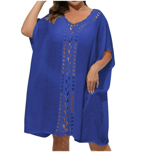 fatyb Women's Swimsuit Cover up Plus Size Short Sleeve Swimwear Dress Summer Bathing Suit Beach Coverups