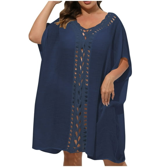 fatyb Women's Swimsuit Cover up Plus Size Short Sleeve Swimwear Dress Summer Bathing Suit Beach Coverups