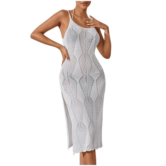 fatyb Women's Swimsuit Cover up Sleeveless Long Bikini Coverup Split Loose Vacation Beach Maxi Dress