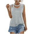 thumbnail image 1 of fatyb Women's Tank Tops Cut out Sleeveless Loose Tunic Casual Plain Summer Basic Tee Shirts for Women, 1 of 7