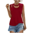 thumbnail image 1 of fatyb Women's Tank Tops Cut out Sleeveless Loose Tunic Casual Plain Summer Basic Tee Shirts for Women, 1 of 7