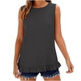 thumbnail image 1 of fatyb Women's Tank Tops Ruffle Hem Sleeveless Tshirts Crewneck Casual Plain Lightweight Summer Blouses, 1 of 6