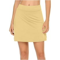 fatyb Women's Tennis Skorts Athletic High Waist Built in Shorts Solid Color Sports Skirts with Shorts