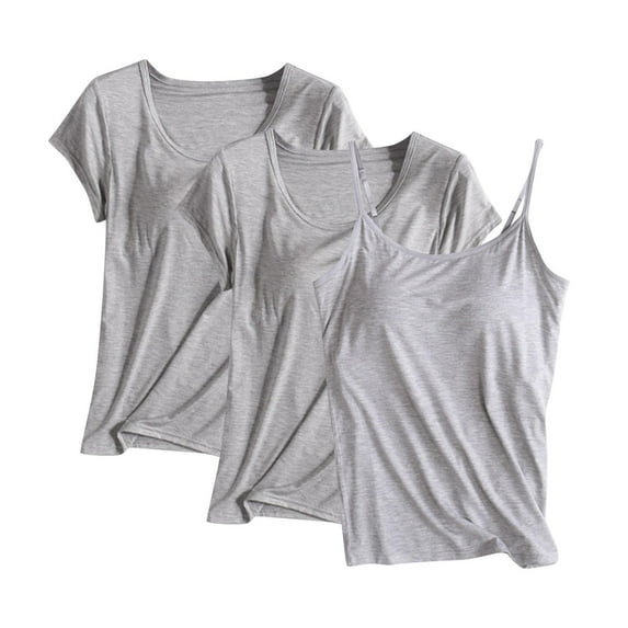 fatyb Women's Tops 3 Pack Casual Crew Neck Comfort Shirts Loose Soft Plain Lounge Blouses for Women