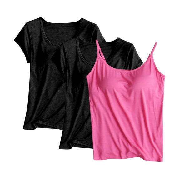 fatyb Women's Tops 3 Pack Casual Crew Neck Comfort Shirts Loose Soft Plain Lounge Blouses for Women