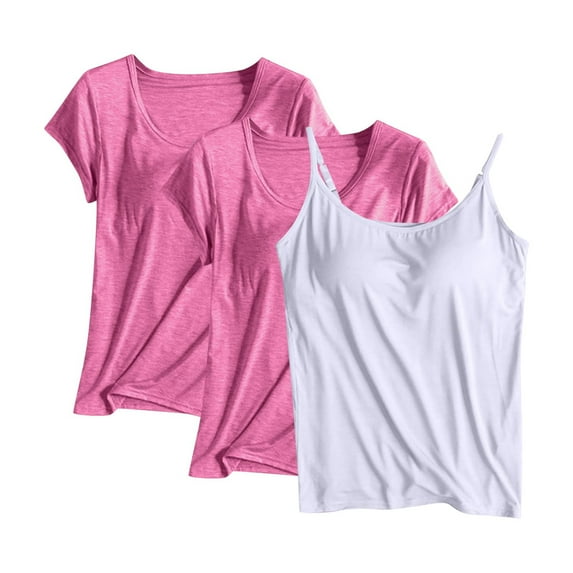 fatyb Women's Tops 3 Pack Casual Crew Neck Comfort Shirts Loose Soft Plain Lounge Blouses for Women