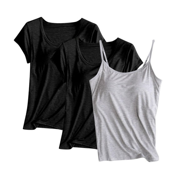 fatyb Women's Tops 3 Pack Casual Crew Neck Comfort Shirts Loose Soft Plain Lounge Blouses for Women