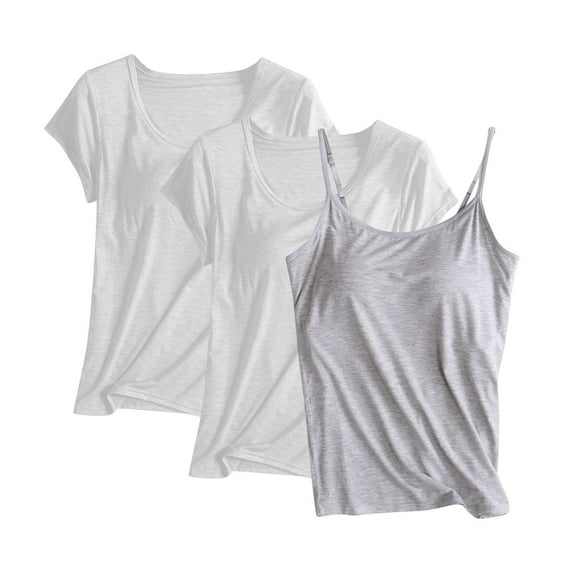 fatyb Women's Tops 3 Pack Casual Crew Neck Comfort Shirts Loose Soft Plain Lounge Blouses for Women