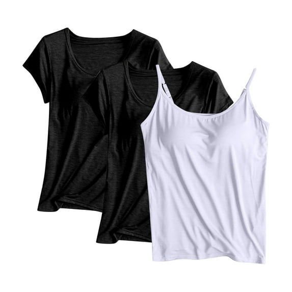 fatyb Women's Tops 3 Pack Casual Crew Neck Comfort Shirts Loose Soft Plain Lounge Blouses for Women
