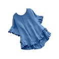 thumbnail image 1 of fatyb Women's Tops Casual Short Sleeve Ruffle Hem Flowy Blouses Round Neck Summer Loose Womens Tshirts, 1 of 6