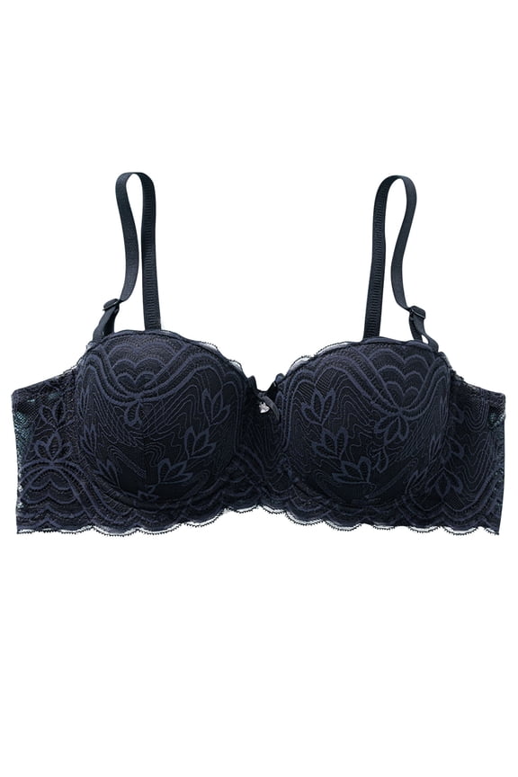 Women's Underwired Bras Flower Lace Push up Bras Full Coverage Adjustable Straps Everyday Bras