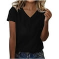 thumbnail image 1 of fatyb Women's V Neck Short Sleeve Tshirts Solid Color Loose Tee Summer Casual Tops for Beach Vacation, 1 of 4