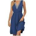 thumbnail image 1 of fatyb Women's V Neck Sleeveless Dresses Summer Casual A-Line Flowy Dresses Knee Length Plus Size Dresses, 1 of 5