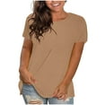 thumbnail image 1 of fatyb Women's V Neck T-Shirts Short Sleeve Summer Casual Tshirts for Women Solid Color Loose Tee Blouses, 1 of 6