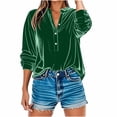 thumbnail image 1 of fatyb Women's Vintage Velvet Tops Button V Neck Long Sleeve Dressy Shirts Womens Casual Loose Blouses, 1 of 6