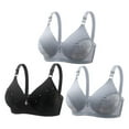 thumbnail image 1 of fatyb Women's Wireless Bras 3 Pack Full Coverage Push up Bras Soft Comfortable Everyday Bras for Women, 1 of 3