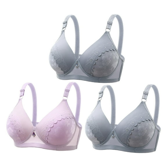 fatyb Women's Wireless Bras 3 Pack Full Coverage Push up Bras Soft Comfortable Everyday Bras for Women