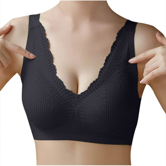 fatyb Women's Wireless Bras Full Coverage Removable Soft Padded Everyday Bras Smooth Back Pullover Bras