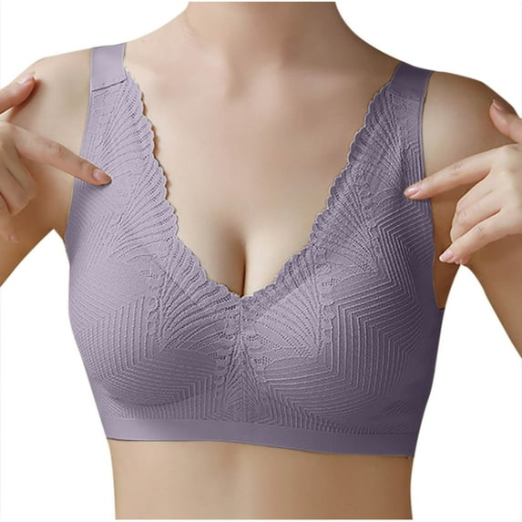 fatyb Women's Wireless Bras Full Coverage Removable Soft Padded Everyday Bras Smooth Back Pullover Bras