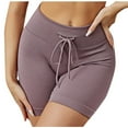 thumbnail image 1 of fatyb Women's Workout Shorts Drawstring Ribbed Biker Shorts Slim High Waist Stretch Athletic Yoga Shorts, 1 of 4