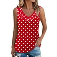 thumbnail image 1 of fatyb Womens Tank Tops Ruffle V Neck Sleeveless Tunic Shirts Print Summer Casual Blouses Loose Tee, 1 of 6