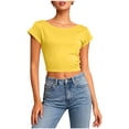 thumbnail image 1 of fatyb Womens Backless Short Sleeve Tops Crewneck Basic Tee Shirts Summer Lightweight Going out Tshirts, 1 of 7