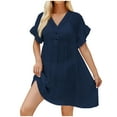 thumbnail image 1 of fatyb Womens Beach Cover up Swimsuit Button up V Neck Sheer Coverups Lightweight Summer Mini Sun Dress, 1 of 5